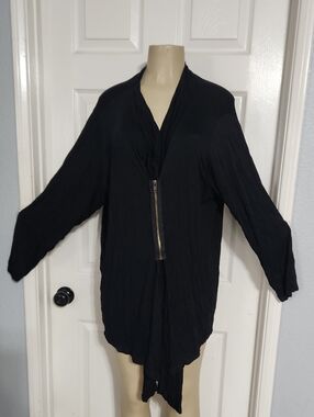Design History Black Front-Zip Draped Tunic